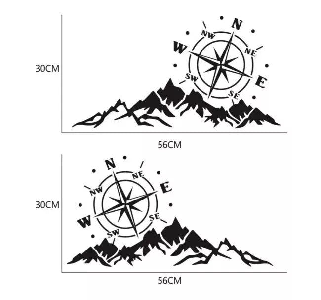 MOTORHOME CAMPER VAN CARAVAN / STICKERS / DECAL / GRAPHIC / COMPASS MOUNTAINS