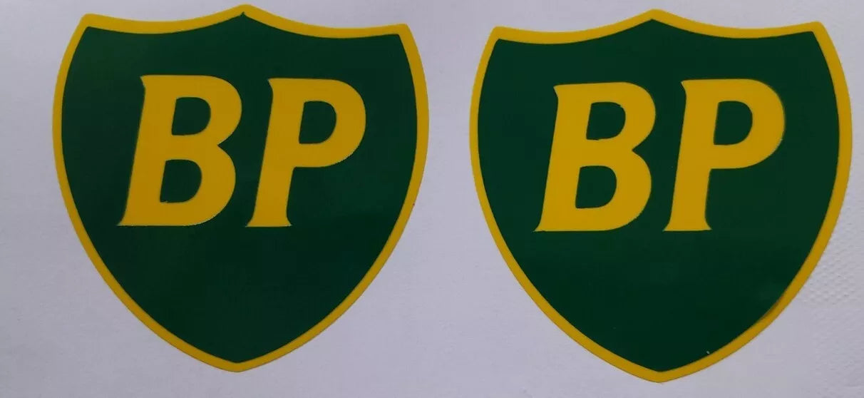 BP Shield Classic Car STICKERS 50mm Pair RACING Race Bike Motorcycle rally motor