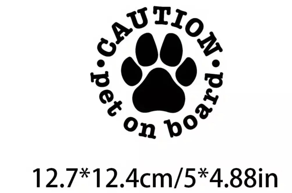 Caution pet on board Car Bumper Sticker Decal vinyl DOG PAW Graphics Bumper