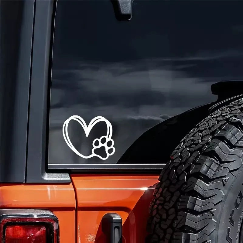 PAW PRINT HEART DECAL VINYL STICKER CAR/VAN/WALL/DOOR/LAPTOP/TABLET/WINDOW