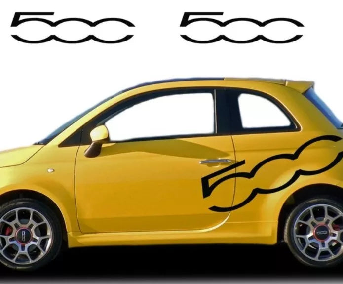 Fiat 500 side racing stripes 500 decals vinyl graphics stickers