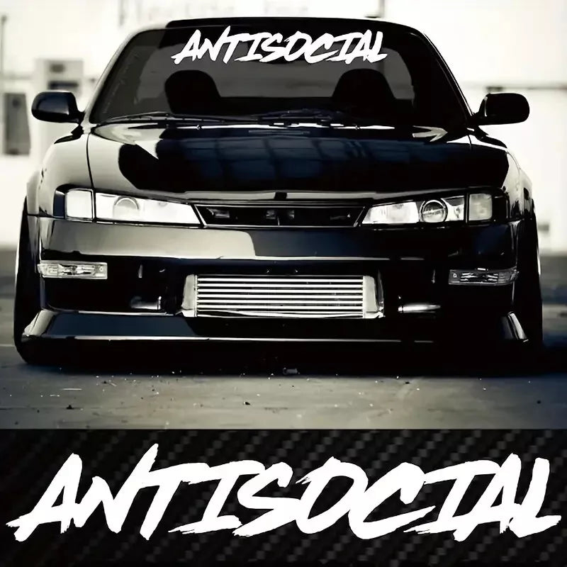 Antisocial ⭐️text only Windscreen Sun Strip Window Sticker Decal