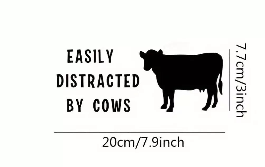 EASILY DISTRACTED BY COWS Bumper Car Van 4x4 Sticker Decal