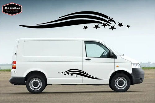 MOTORHOME GRAPHICS STICKERS DECALS CAMPER VAN CARAVAN waves and stars x2
