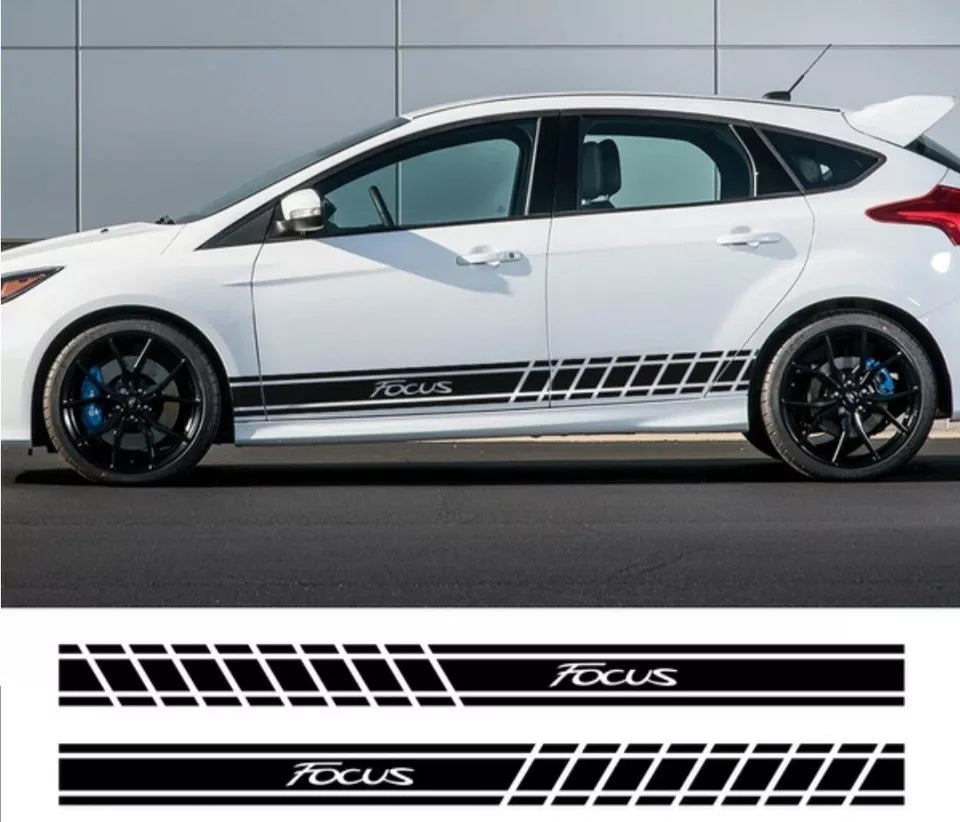 SIDE STRIPES FOR FORD FOCUS RACING SIDE SKIRT STRIPES VINYL DECALS STICKERS