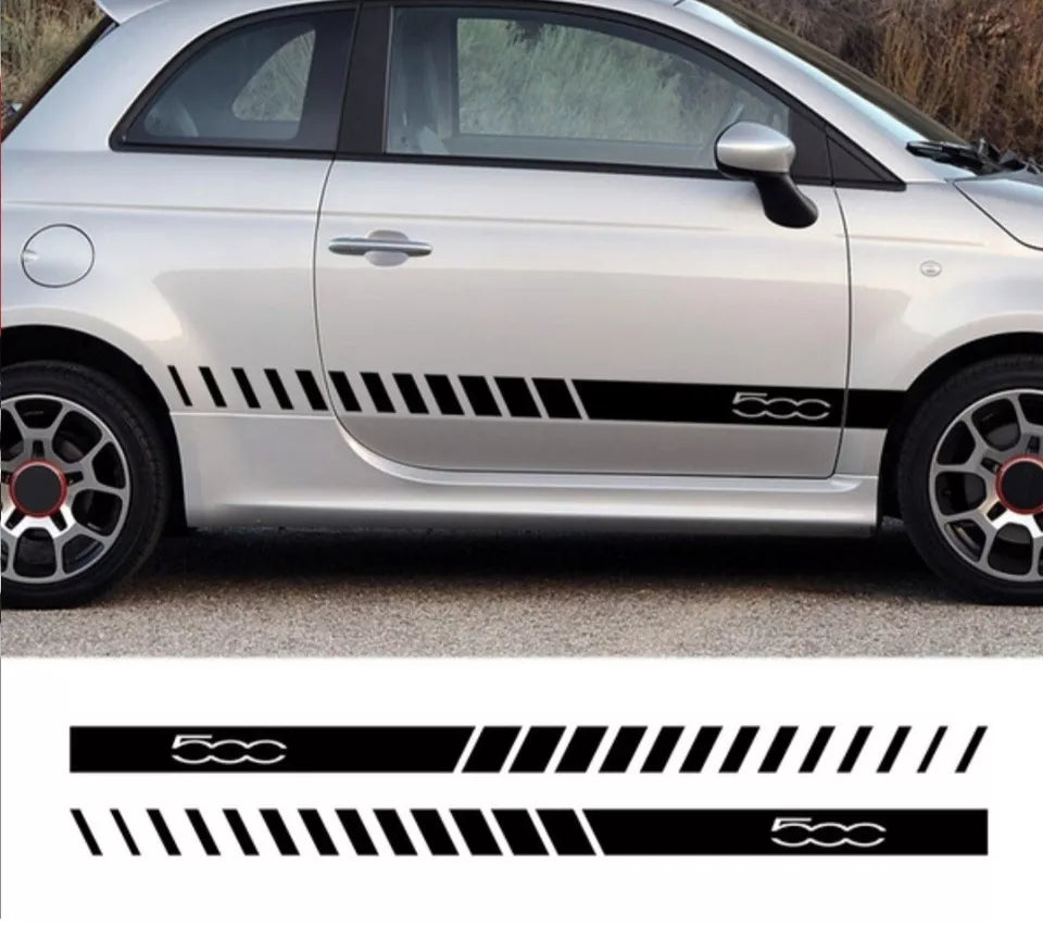 Fiat 500 side racing stripes 500 decals vinyl graphics stickers