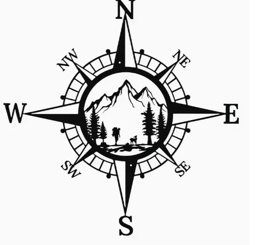 2X MOTORHOME CAMPER VAN CARAVAN / STICKERS / DECAL / GRAPHIC / COMPASS MOUNTAINS