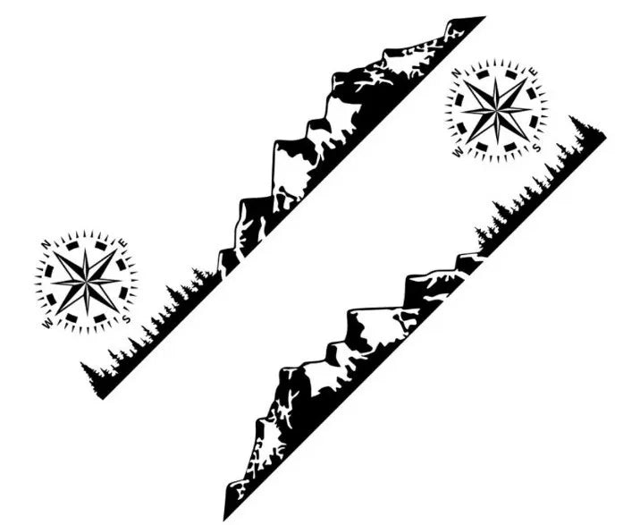 2x Mountain Range Vinyl Stickers Graphics Decals For Car Dirt Camper Van Caravan