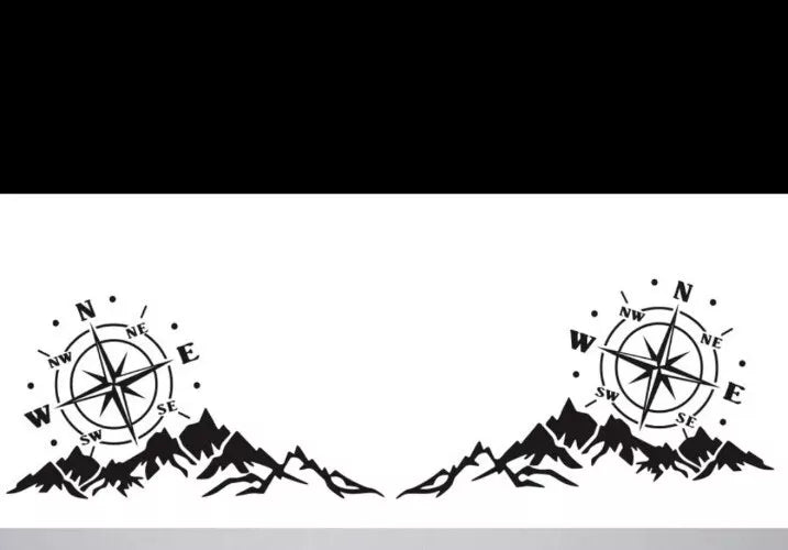 MOTORHOME CAMPER VAN CARAVAN / STICKERS / DECAL / GRAPHIC / COMPASS MOUNTAINS