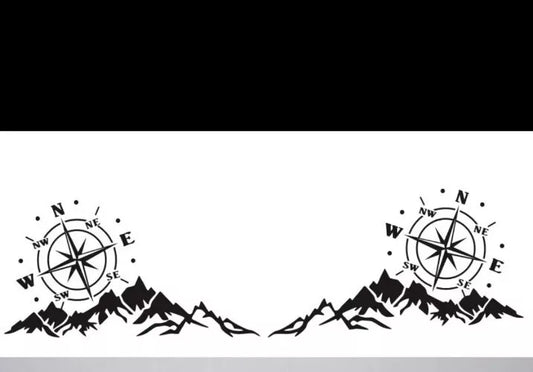 MOTORHOME CAMPER VAN CARAVAN / STICKERS / DECAL / GRAPHIC / COMPASS MOUNTAINS