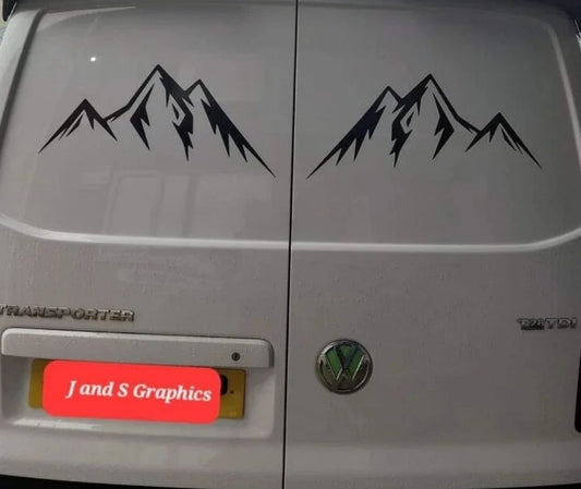2x Mountain Range Vinyl Stickers Graphics Decals For Car Dirt Camper Van Caravan