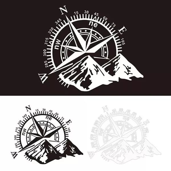MOTORHOME CAMPER VAN CARAVAN / STICKERS / DECAL / GRAPHIC / COMPASS MOUNTAINS