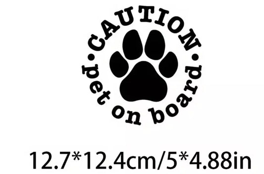 Caution pet on board Car Bumper Sticker Decal vinyl DOG PAW  Graphics Bumper