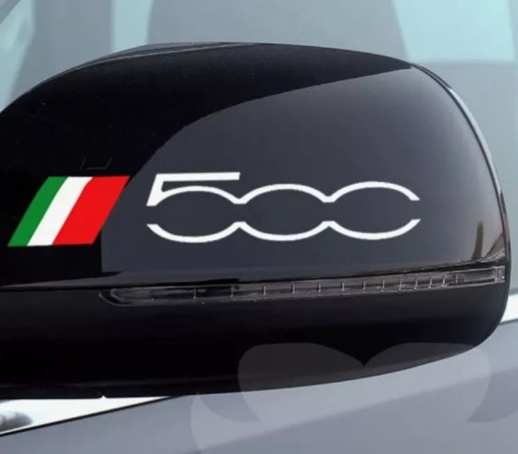 Fiat 500 Car Wing Mirror Vinyl Stickers Decals Graphic x2 italian stripe