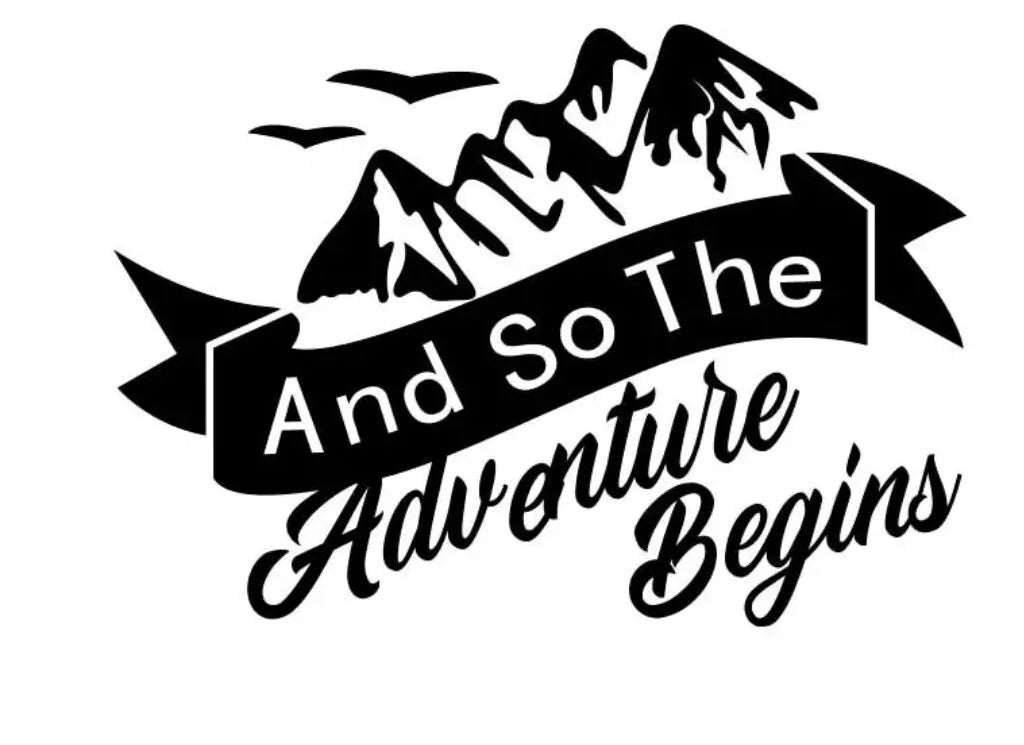 ADVENTURE BEGINS  van Window Bumper VW Camper Motor home Vinyl Decal Sticker