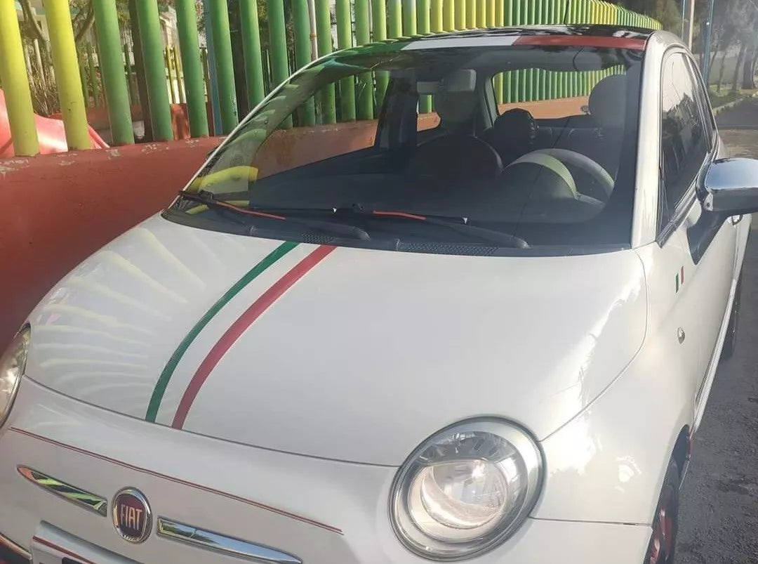 Italian Flag Bonnet and sunstrip For Fiat 500 595 Abarth decals graphics sticker