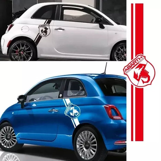 FIAT 500 ABARTH SCORPION CAR BONNET SIDE STRIPES STICKERS DECALS GRAPHICS LOGO