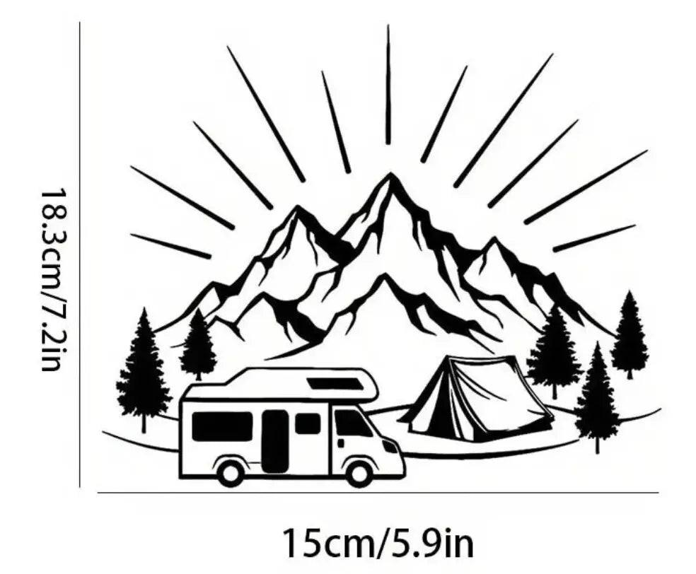 MOTORHOME CAMPER VAN CARAVAN / STICKERS / DECAL / GRAPHIC / MOUNTAINS
