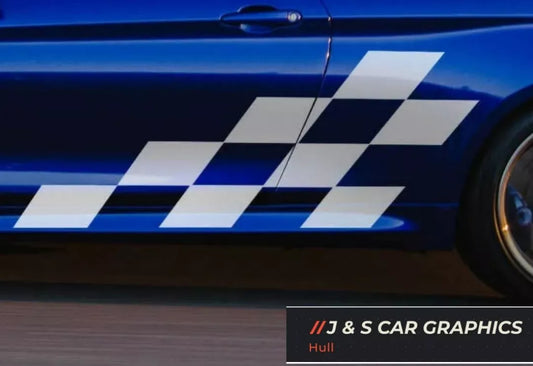 chequered flag vinyl stickers graphics car side decals fun racing stripes