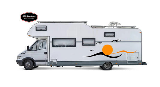 WAVES and SEAGULLS camper van and motorhome sticker vinyl decal,