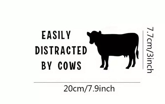 EASILY DISTRACTED BY COWS Bumper Car Van 4x4 Sticker Decal