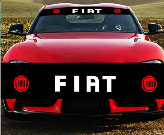 fiat SUNSTRIP with LOGO DECALS SUN STICKER choose any 2 colours SUN STRIP