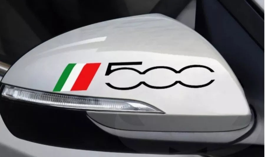 Fiat 500 Car Wing Mirror Vinyl Stickers Decals Graphic x2 italian stripe