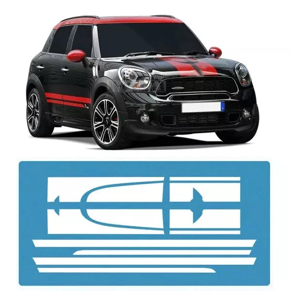MINI, COOPER & S Bonnet + Roof + Boot Vinyl Stripes - Full Car Kit Racing Decals