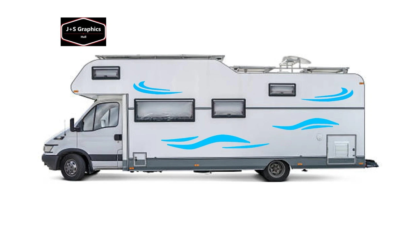 MOTORHOME GRAPHICS VINYL STICKERS DECALS STRIPES SET CAMPER VAN CARAVAN HORSEBOX