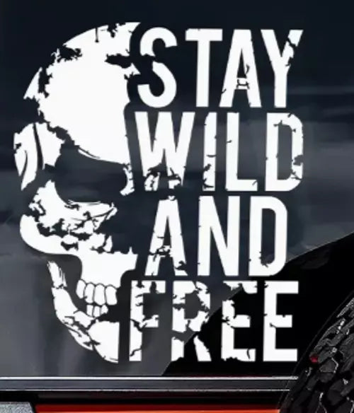 skull stay wild and free Decal Sticker Car Bike Funny Bumper Vinyl Van Toolbox