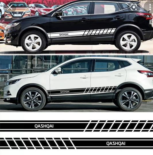 Nissan Qashqai Side Racing Stripes Decals Car Stickers Vinyl Graphics