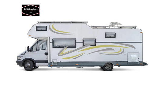 MOTORHOME VINYL GRAPHICS STICKER DECALS STRIPES SET CAMPER VAN CARAVAN HORSEBOX-