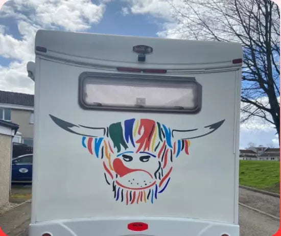 MOTORHOME GRAPHICS HIGHLAND COW UNIVERSAL ANY CAMPER VAN CARAVAN STICKERS DECAL