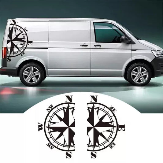 2X MOTORHOME CAMPER VAN CARAVAN / STICKERS / DECAL / GRAPHIC / COMPASS MOUNTAINS