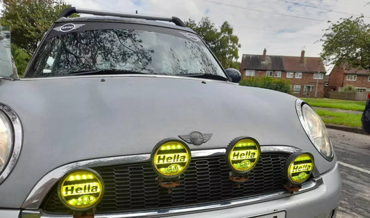 HELLA Rally Car Light STICKERS X4 Round Racing Race Mini Cooper Countryman 100mm