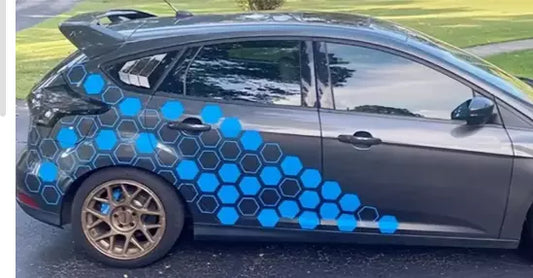 Car Camouflage kit solid and outline hexagon honeycomb side stickers decals 20pc
