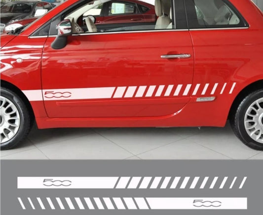 Fiat 500 side racing stripes 500 decals vinyl graphics stickers