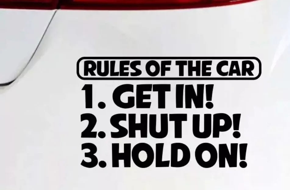 rules of the car  Funny Vinyl Bumper Sticker Decal Van Car Graphics Jdm