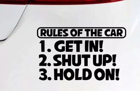 rules of the car  Funny Vinyl Bumper Sticker Decal Van Car Graphics Jdm