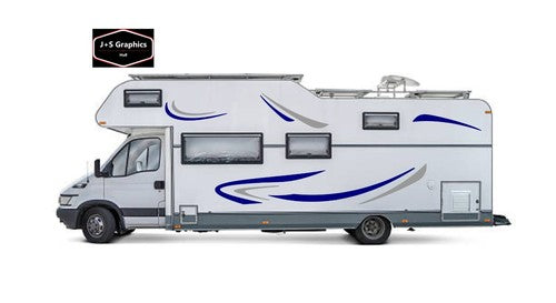 MOTORHOME VINYL GRAPHICS STICKERS DECALS STRIPES SET CAMPER VAN CARAVAN HORSEBOX