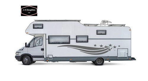 MOTORHOME GRAPHICS STICKERS DECALS CAMPER VAN CARAVAN waves and stars x2