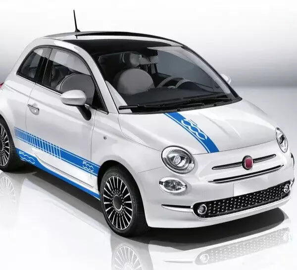 Fits Fiat 500 side racing stripes stickers,decals,graphics. * Any Colour