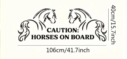 Caution Horses On Board | Horsebox or Horse Trailer Graphic | Horses Sticker