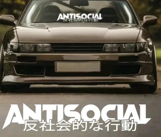 Antisocial Jdm Jap text only Windscreen Sun Strip Window Sticker Decal