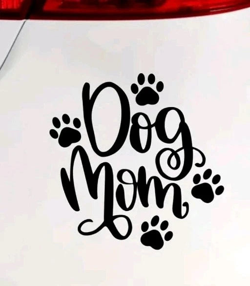 Dog Mom  On Board Car, Van, 4X4 Window/Bumper Vinyl Decal Sticker
