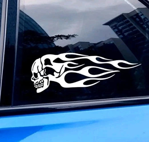 Skull Flame Car Window Sticker Bumper Decal JDM Drift DUB Euro Laptop Stance Sho