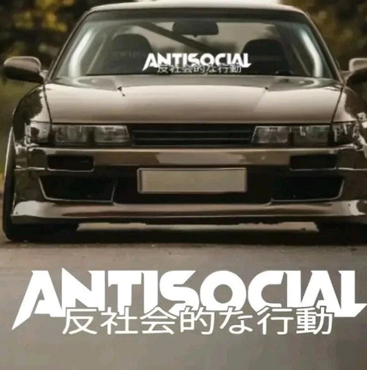 Antisocial Jdm Text only Windscreen Sun Strip Window Sticker Decal